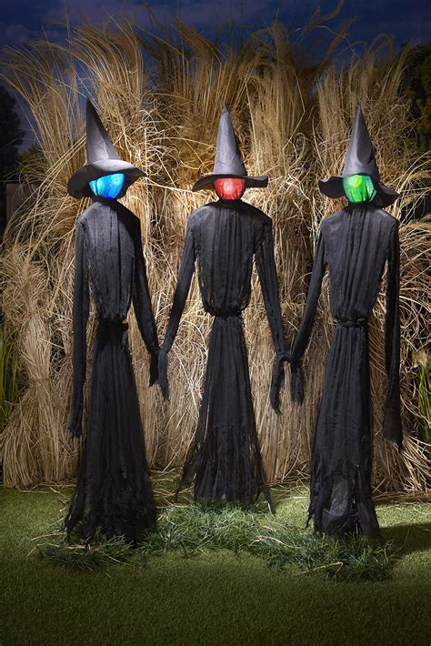 Luminous face witch halloween decoration set